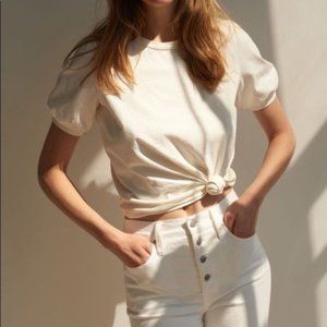 NWT Madewell Cotton Tee - Puff sleeve cream color